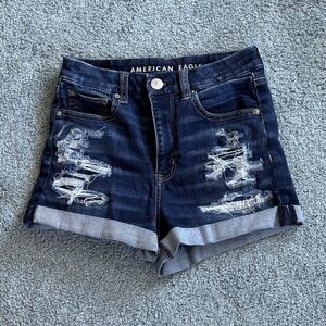 American Eagle next level stretch ripped jean rolled shorts